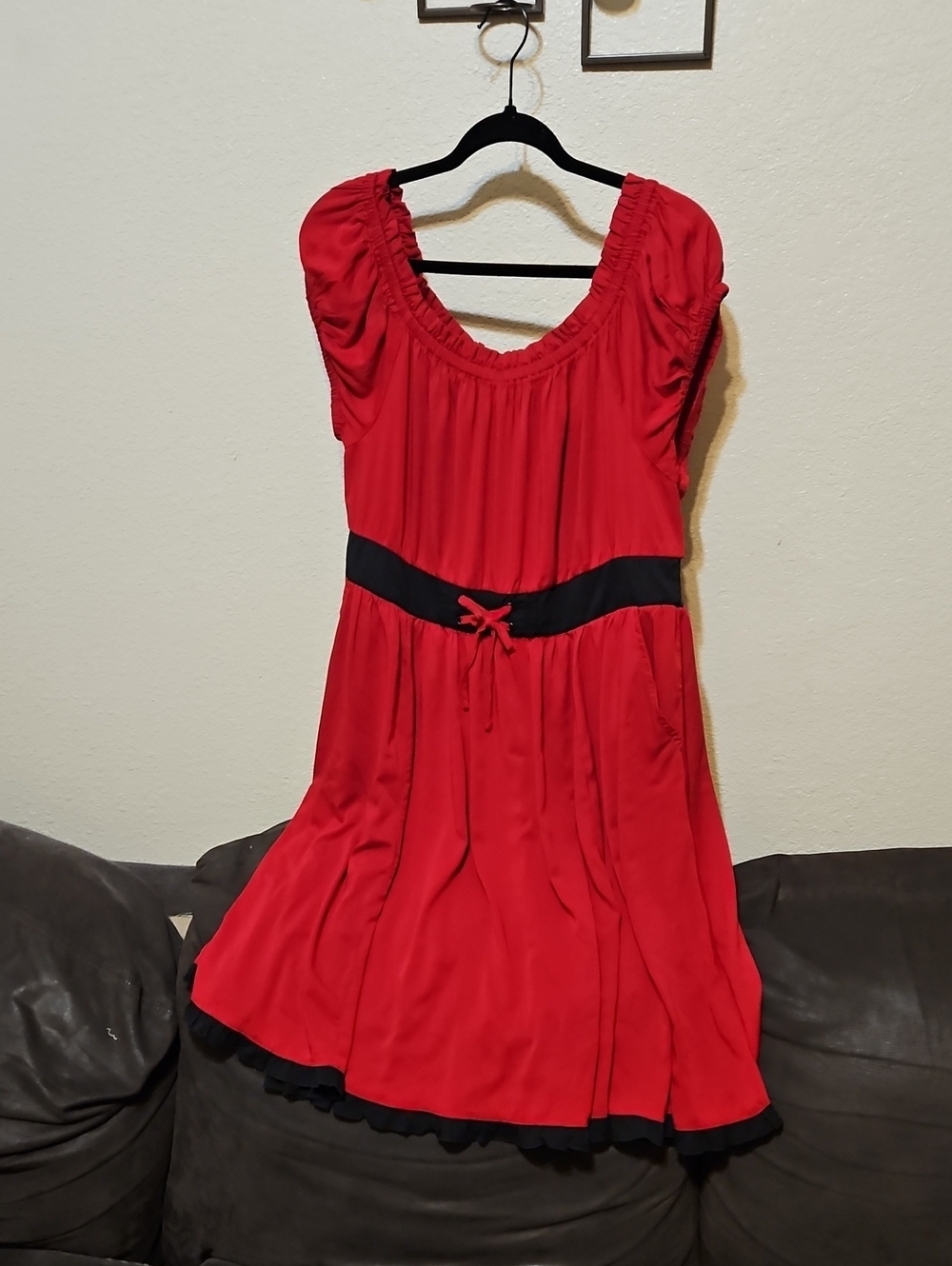 torrid Red Midi Dress with Black Waistband